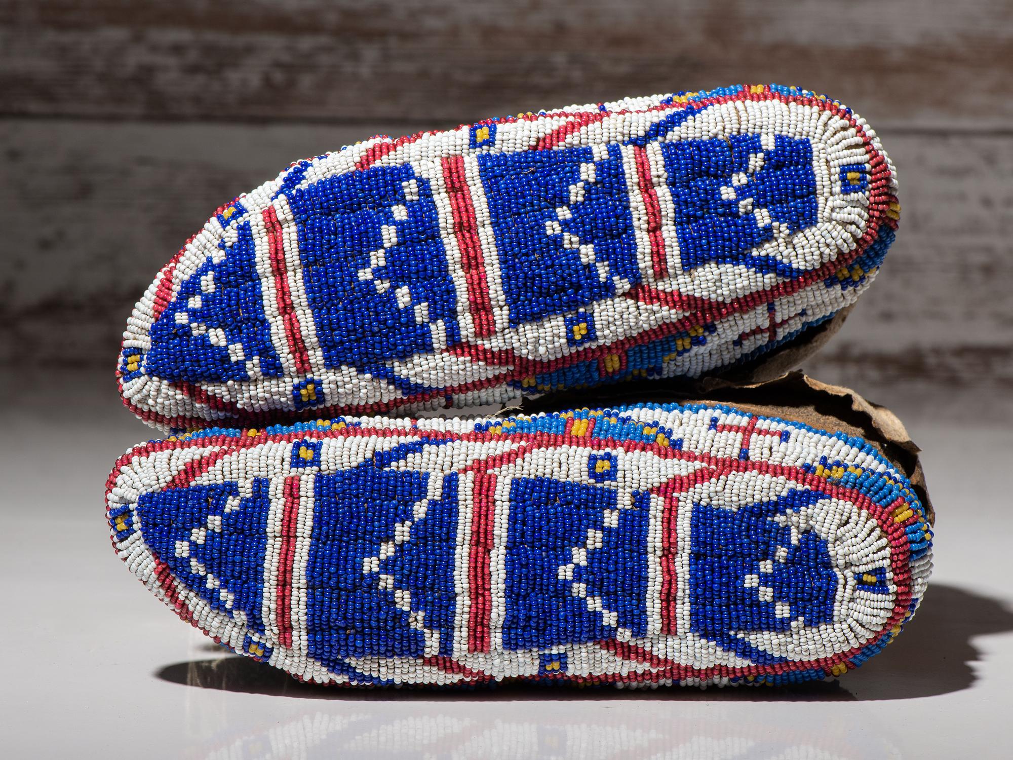 Sioux Fully Beaded Buffalo Hide Moccasins
