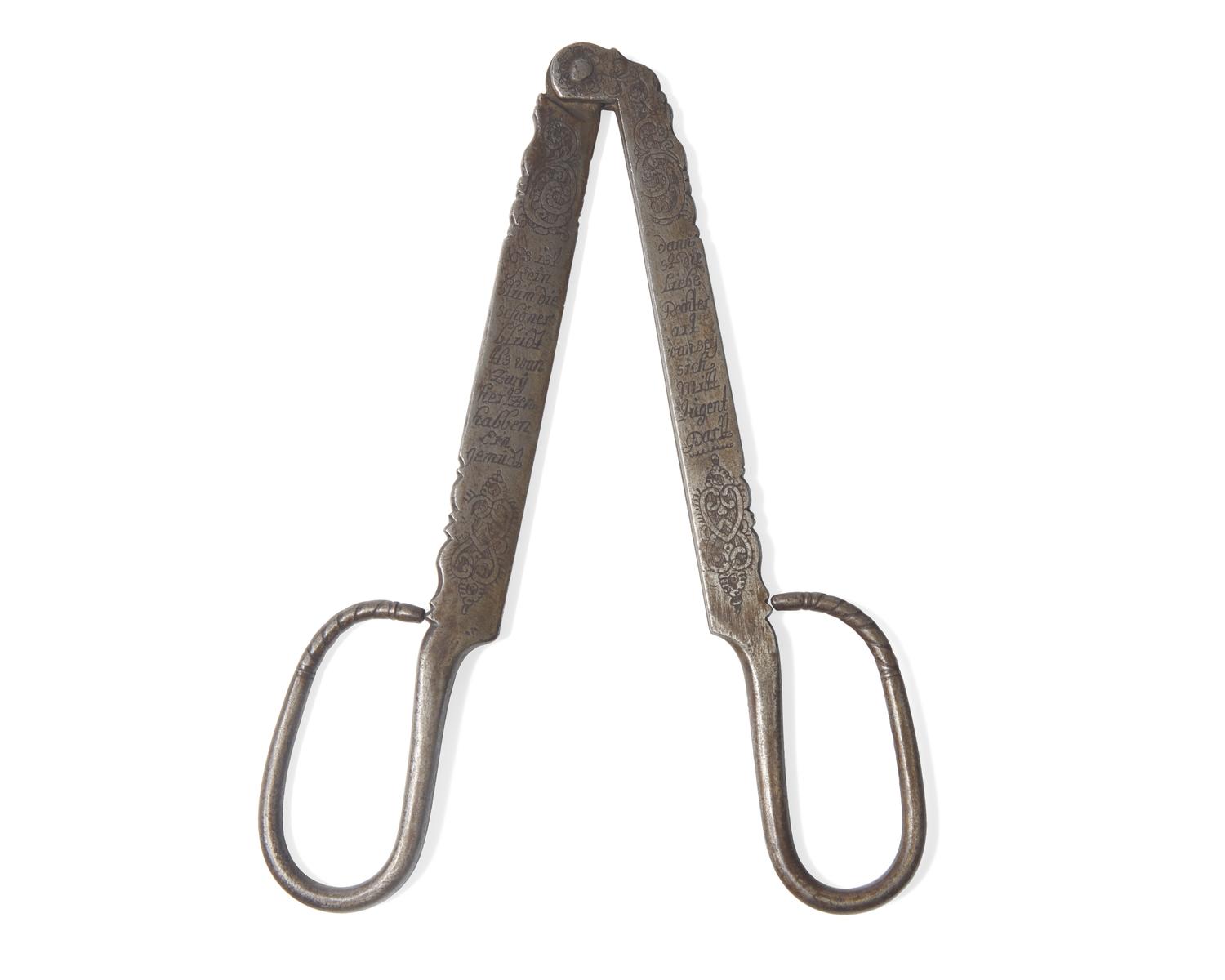 A Rare Engraved Steel Sugar Nipper, German, Probably Nuremberg, 17th / Early 18th Century