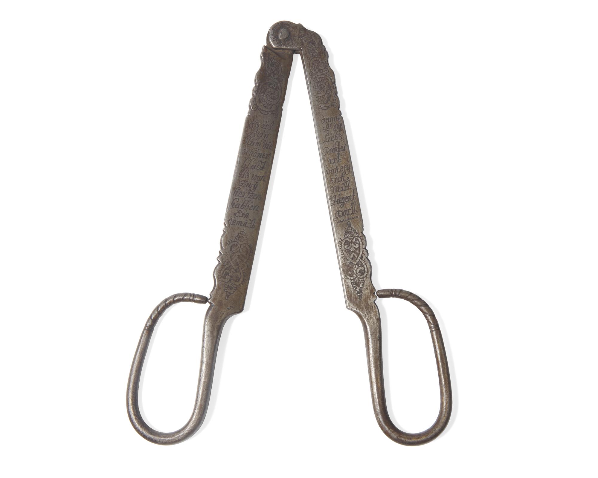 A Rare Engraved Steel Sugar Nipper, German, Probably Nuremberg, 17th / Early 18th Century