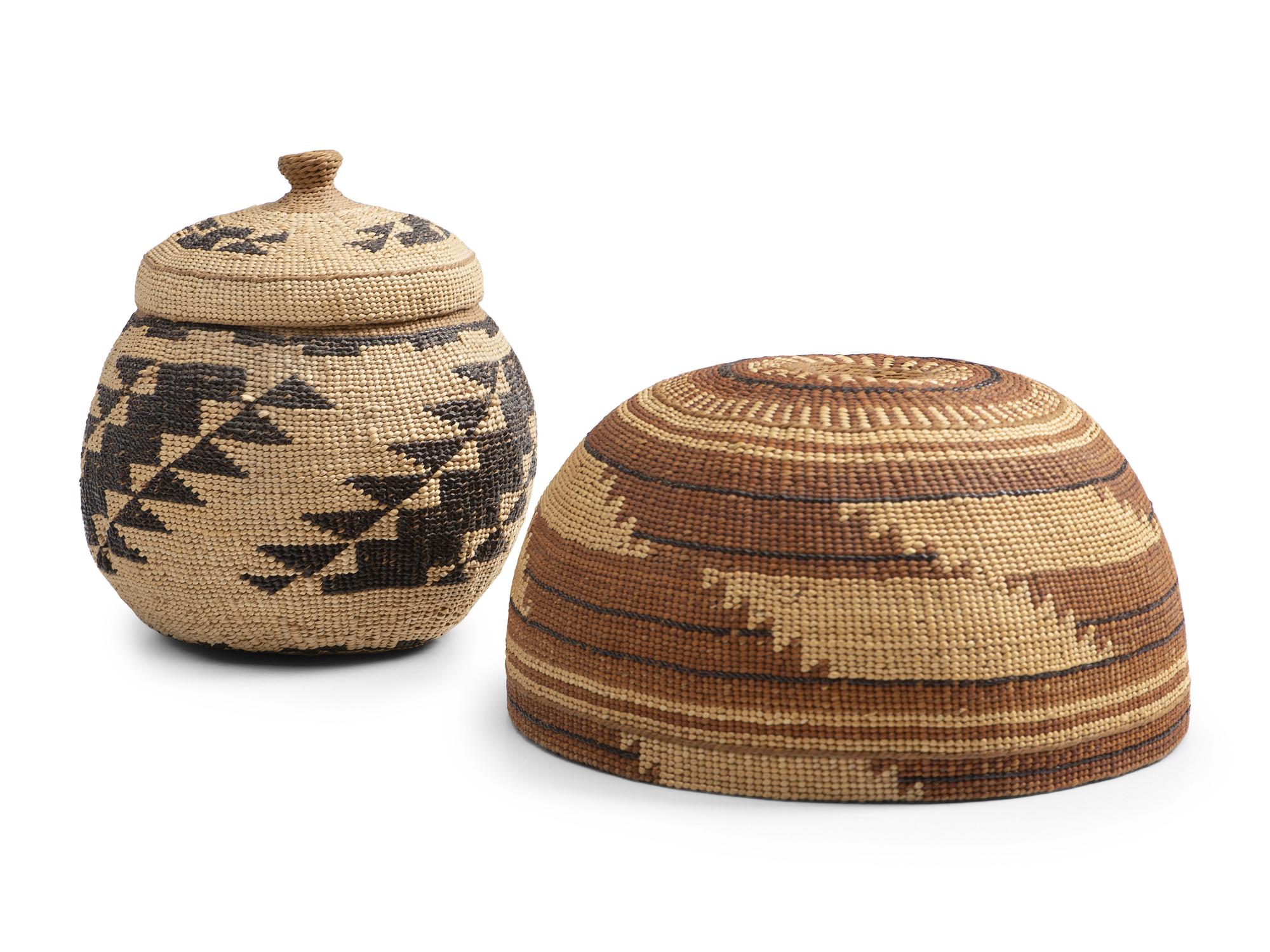 Northern California Basketry Hat and Lidded Container