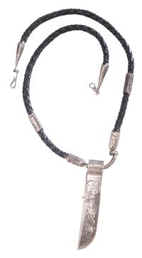 Sterling Silver Necklace, with Micro Mosaic Inlay Pocket Knife Pendant Lot is located and will ship from Denver, Colorado.