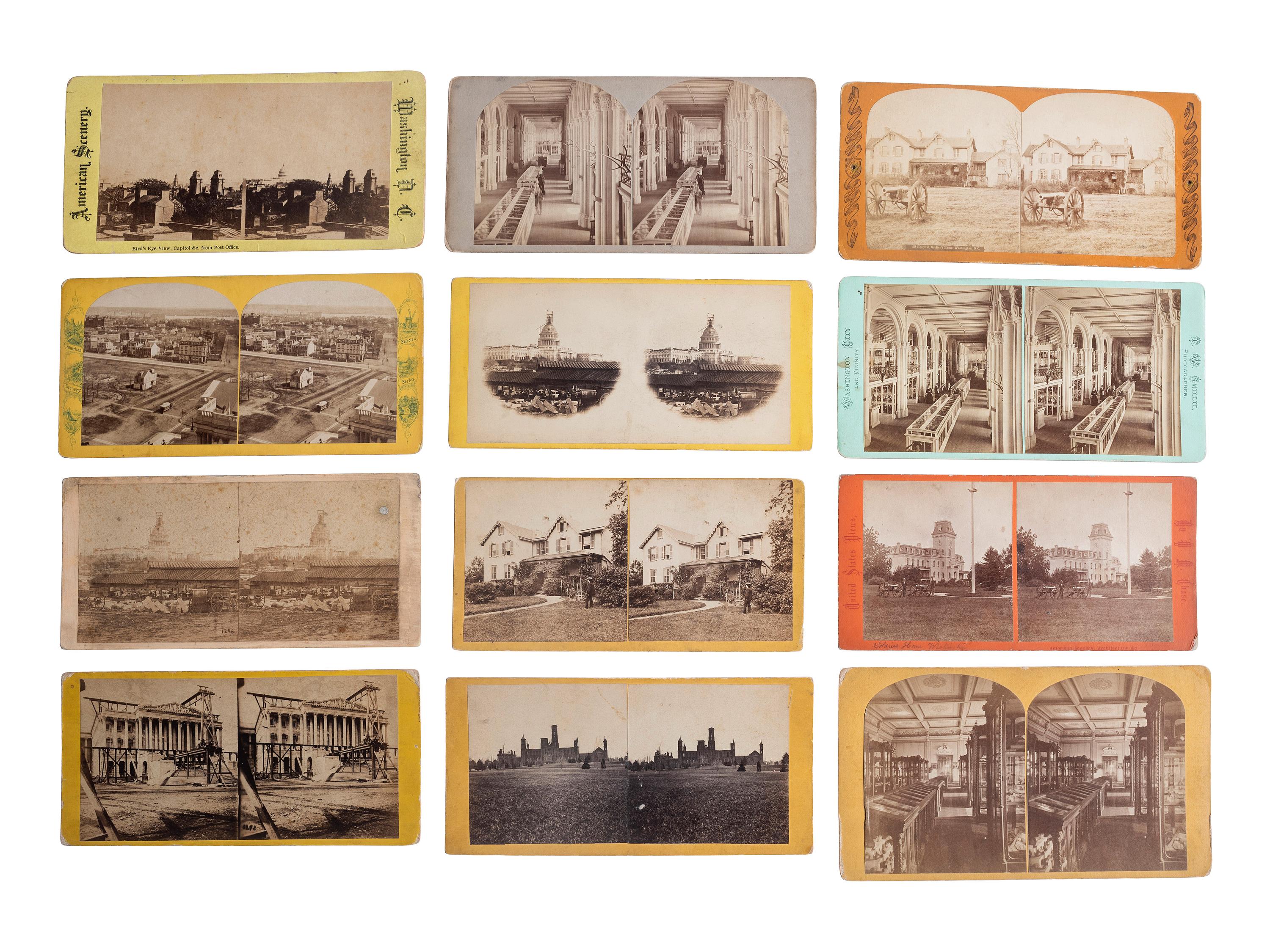 [EARLY PHOTOGRAPHY]. A collection of 19th-early 20th century stereoviews and CDVs, incl. images of Washington, DC, the Smithsonian Institution, politicians and public events.