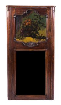 A French Provincial Trumeau Mirror, Height 72 x width 36 1/2 inches.