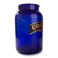 An English Painted Blue Glass Cocaine Apothecary Jar