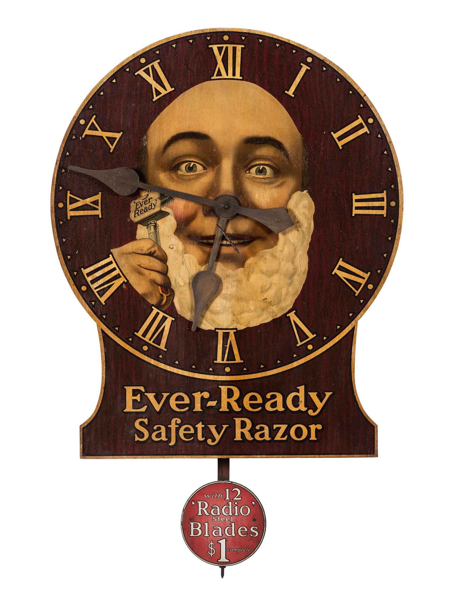 An Ever-Ready Safety Razor Wooden Advertising Wall Clock