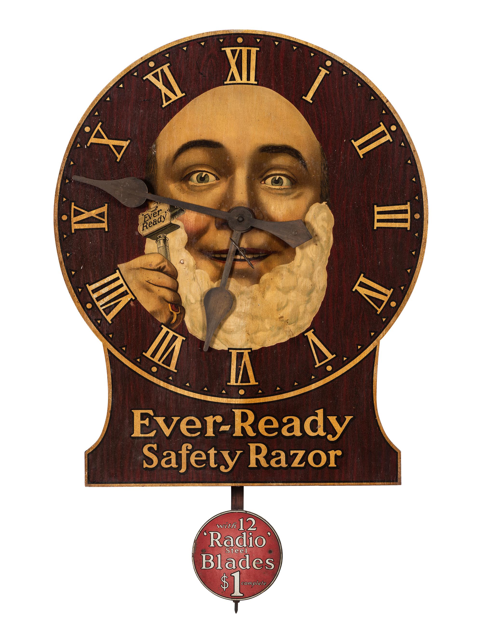 An Ever-Ready Safety Razor Wooden Advertising Wall Clock