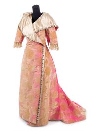 Mrs Donovan Labelled Embroidered Silk Satin, Faille and Velvet Morning Dress 1896