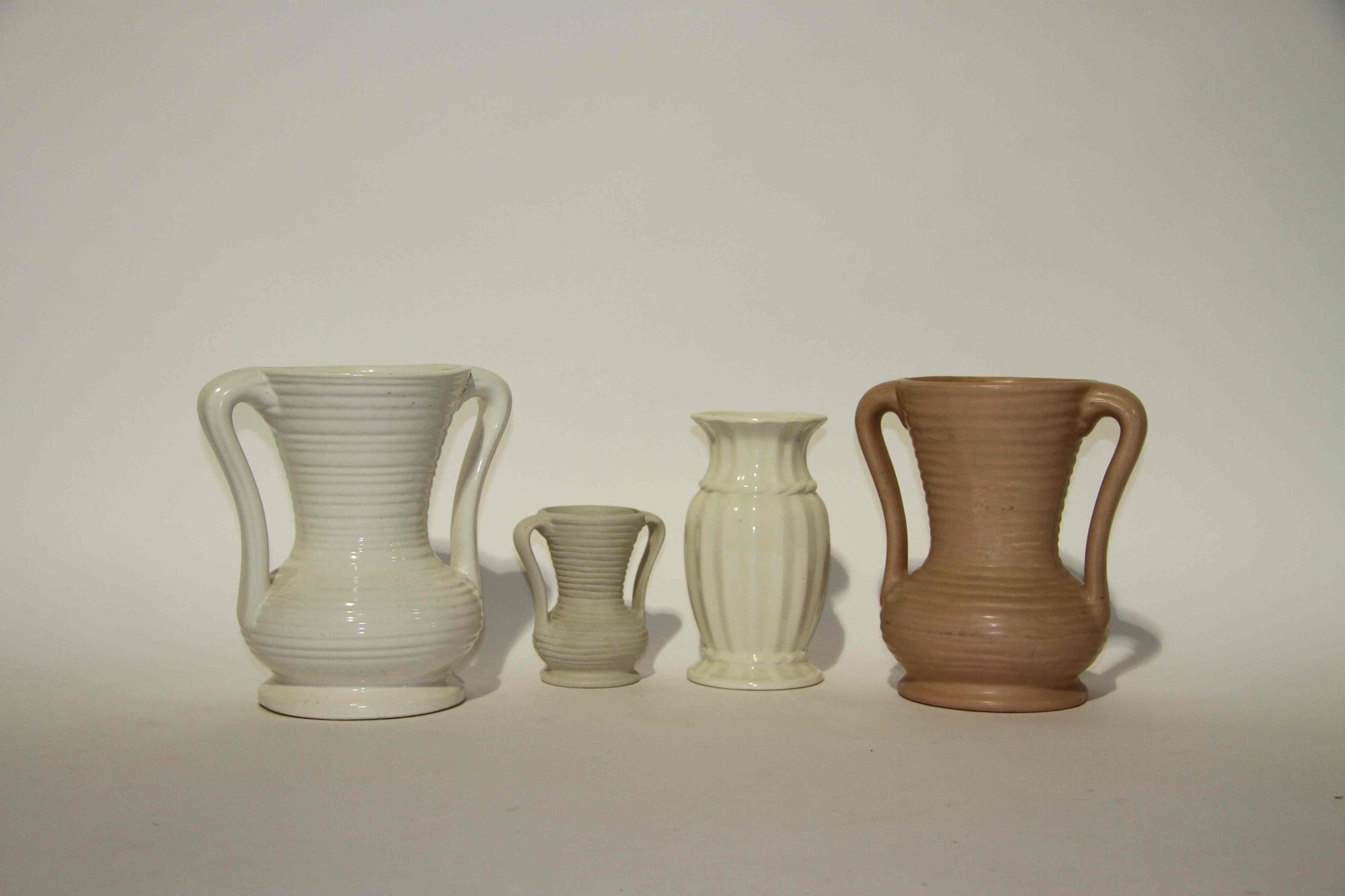 A Group of Six Haeger Pottery Vases Height of tallest 12 3/4 inches.