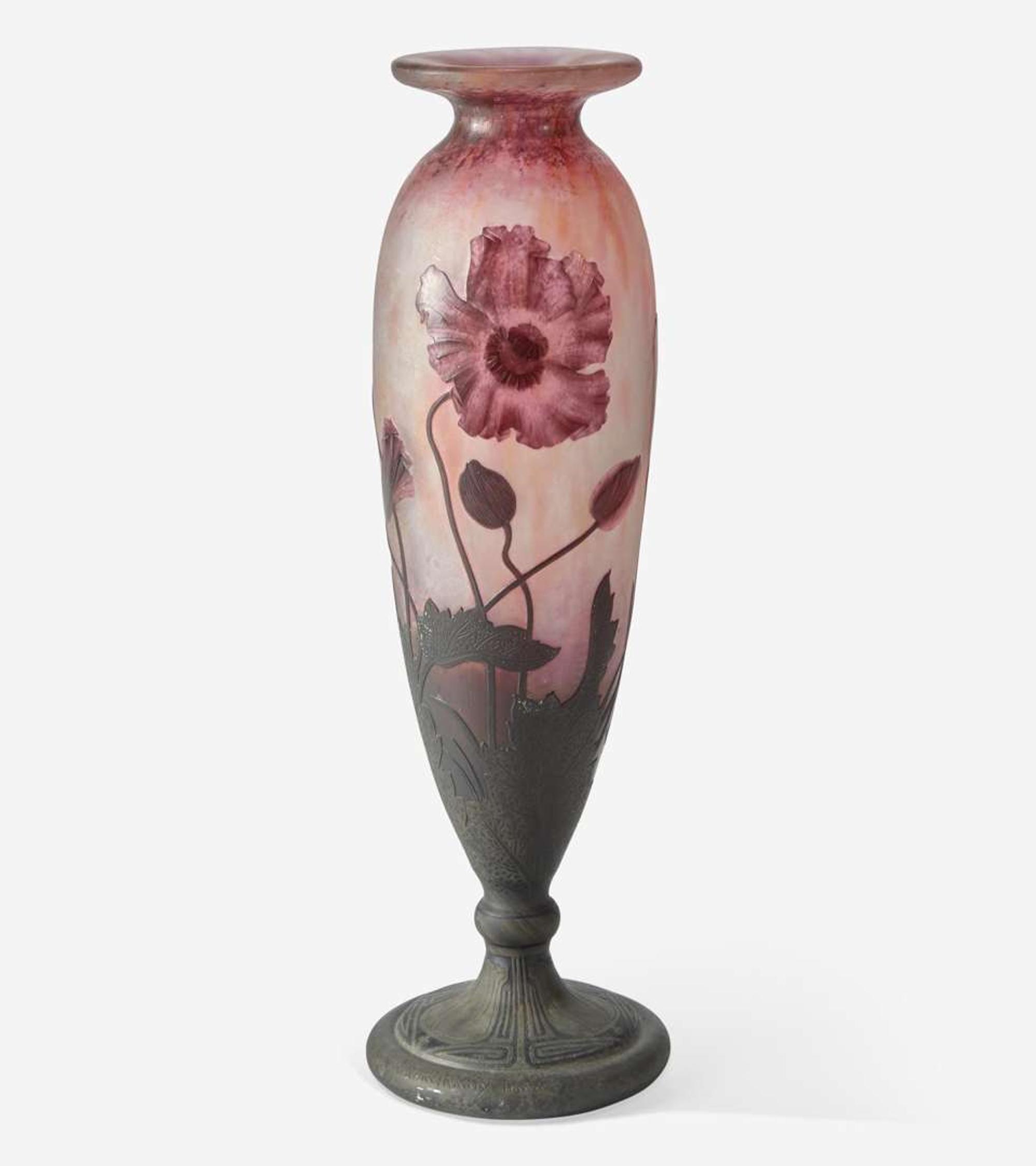 Daum (French, est. 1878) "Poppies" Vase, France, circa 1900