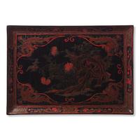 A Chinese Qiangjin and Tianqi Lacquer Rectangular Tray, 19th Century 清中期 戧金填漆花鳥圖長方盤