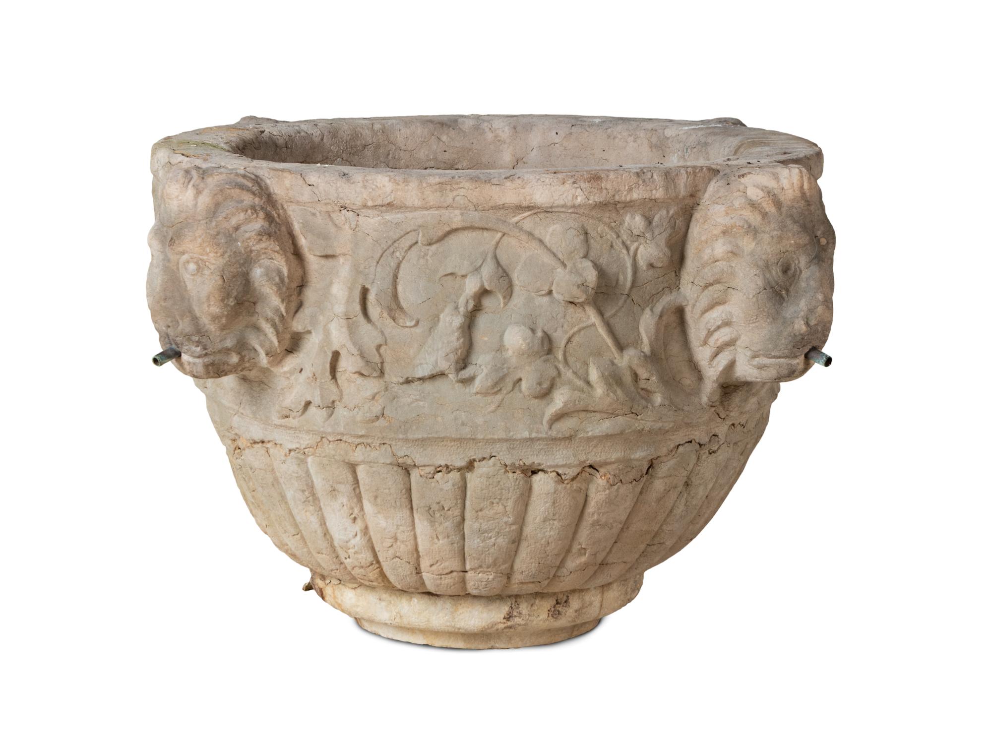A Neoclassical Style Stone Garden Fountain Basin