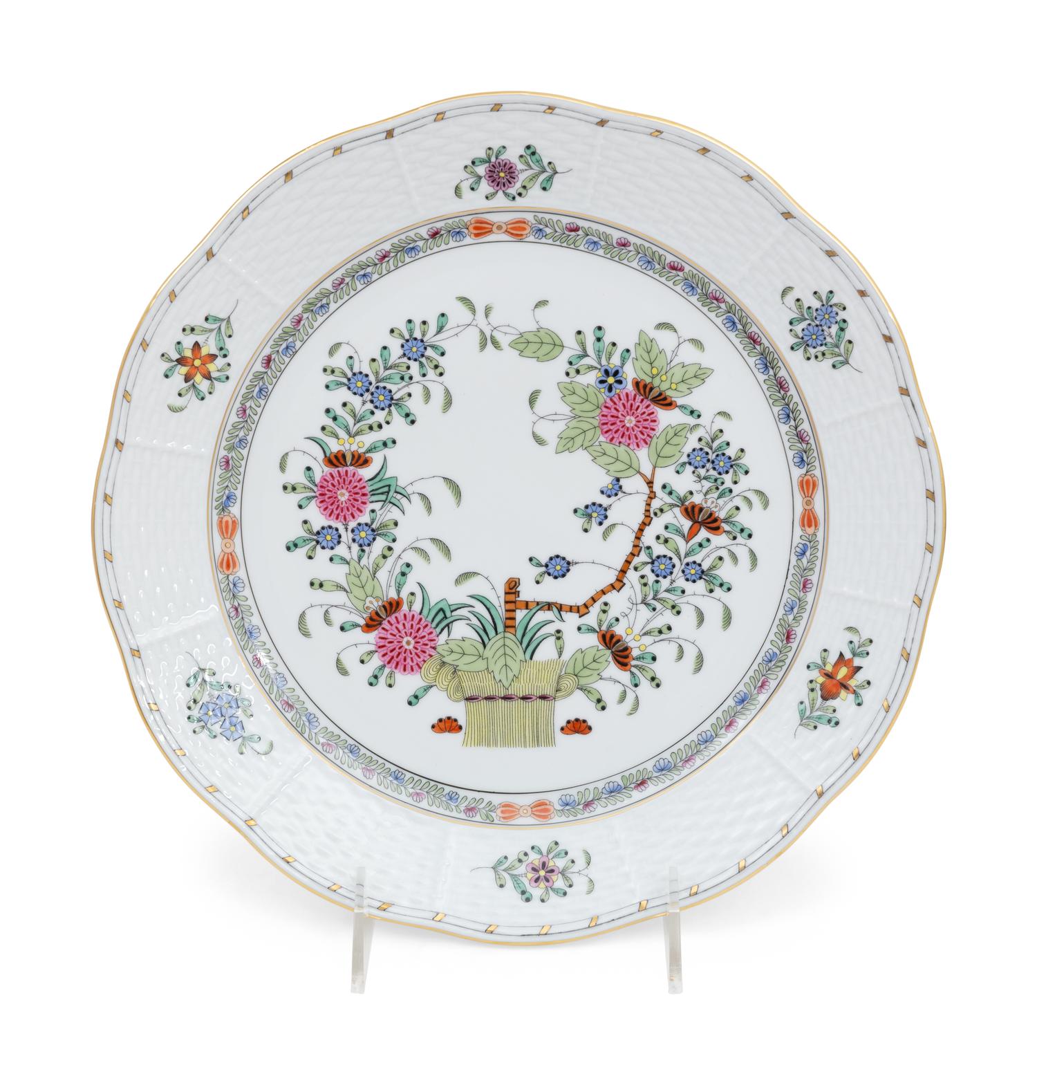 A Herend Porcelain Indian Basket Dinner Service