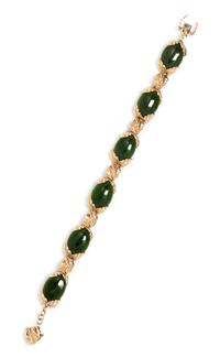 A 14 Karat Yellow Gold and Nephrite Jade Bracelet, 20.80 dwts.