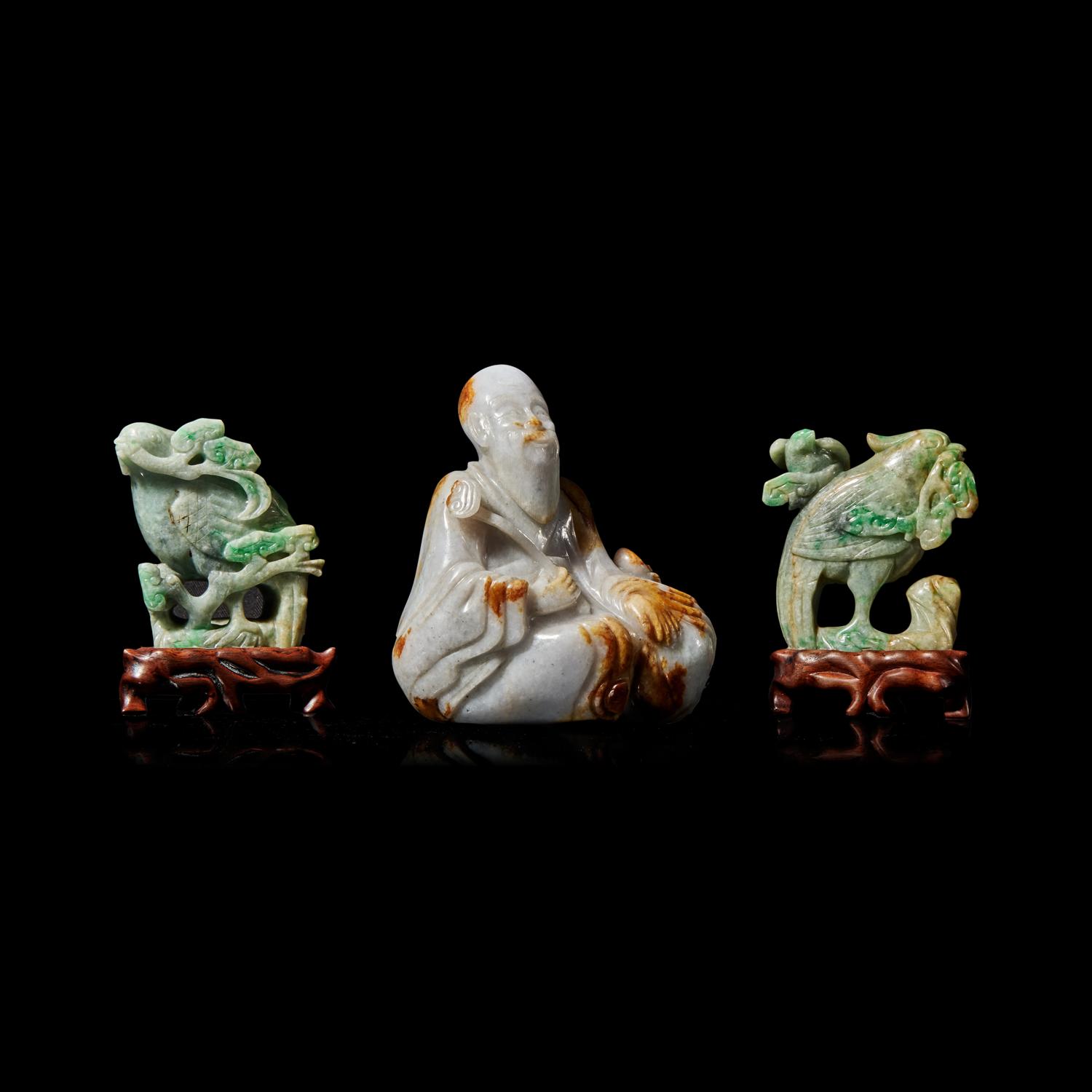 Three Chinese Jadeite Figures, 20th Century 近代 翡翠雕像三件