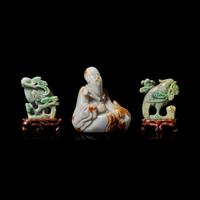Three Chinese Jadeite Figures, 20th Century 近代 翡翠雕像三件