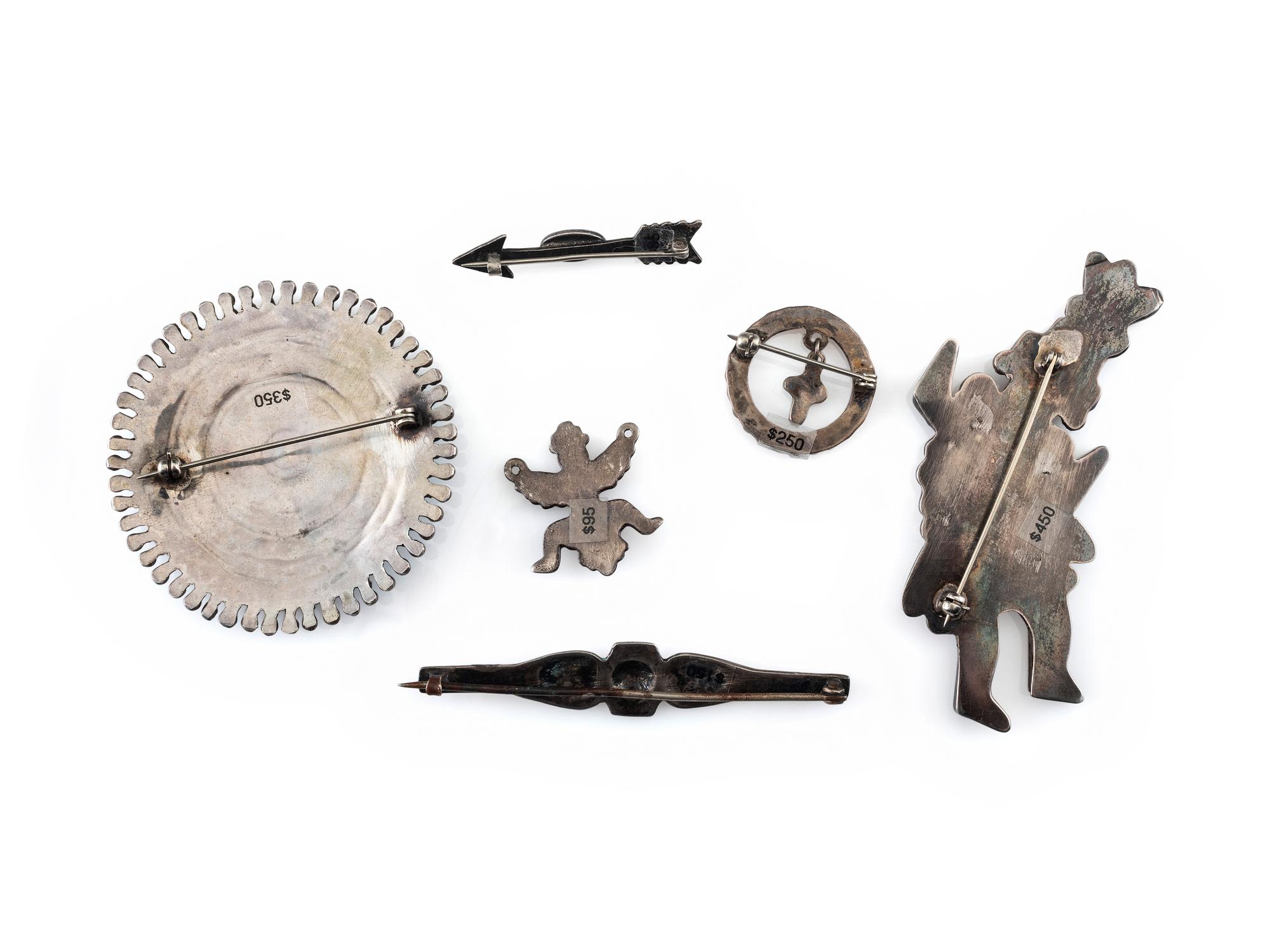 Zuni and Navajo Silver Pins / Brooches