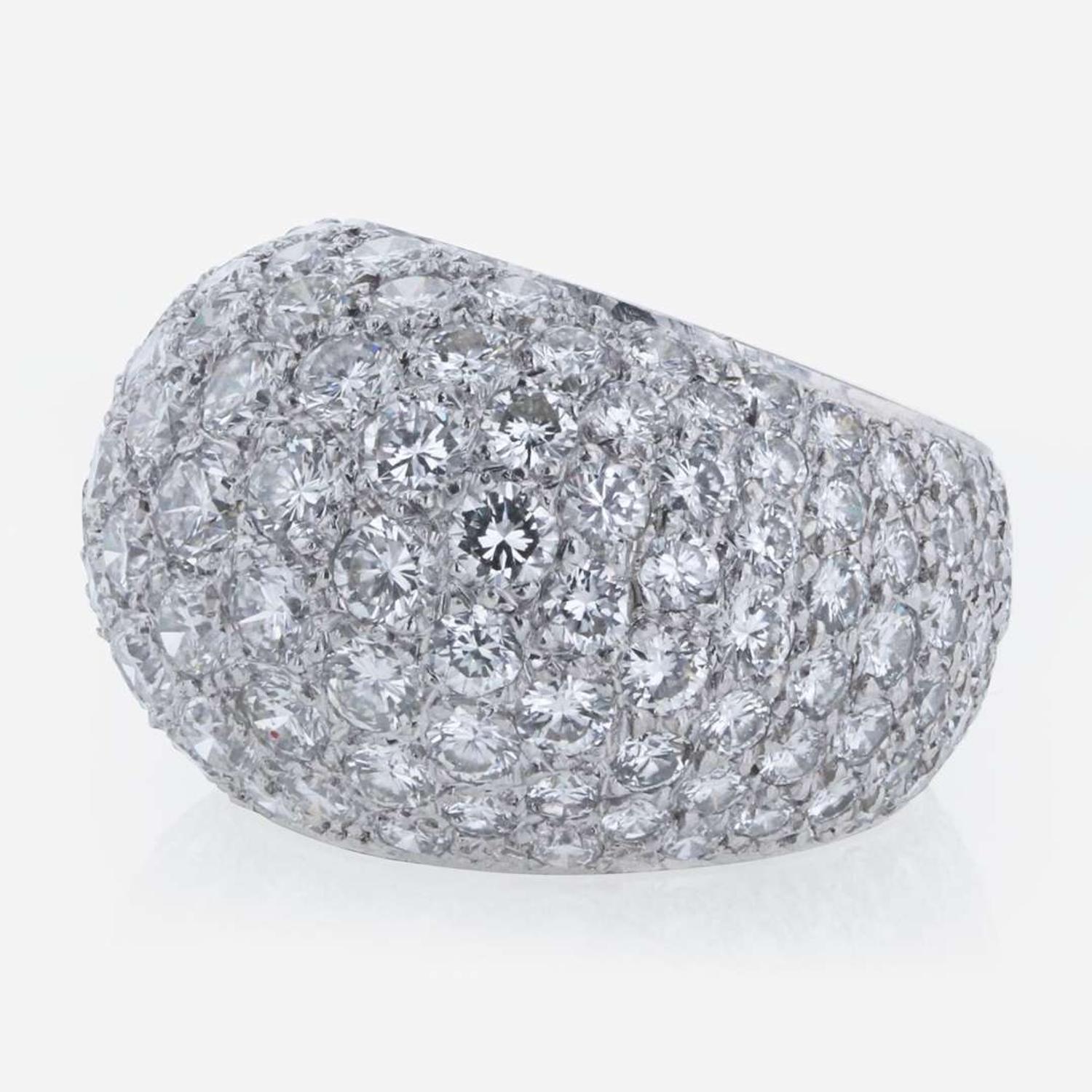 A Pavé-Set Bombé Style Diamond Ring
