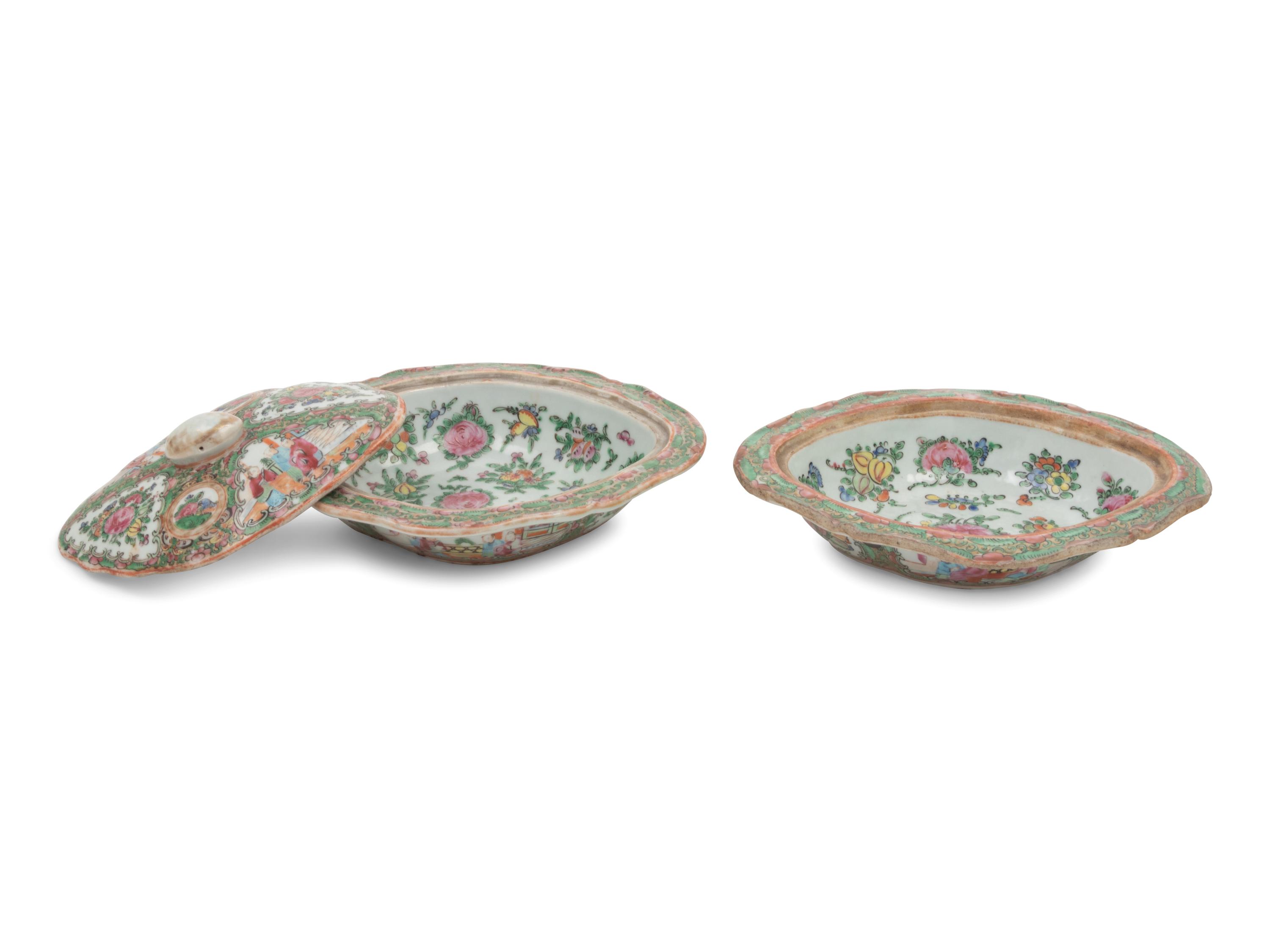 Two Rose Medallion Porcelain Entree Dishes