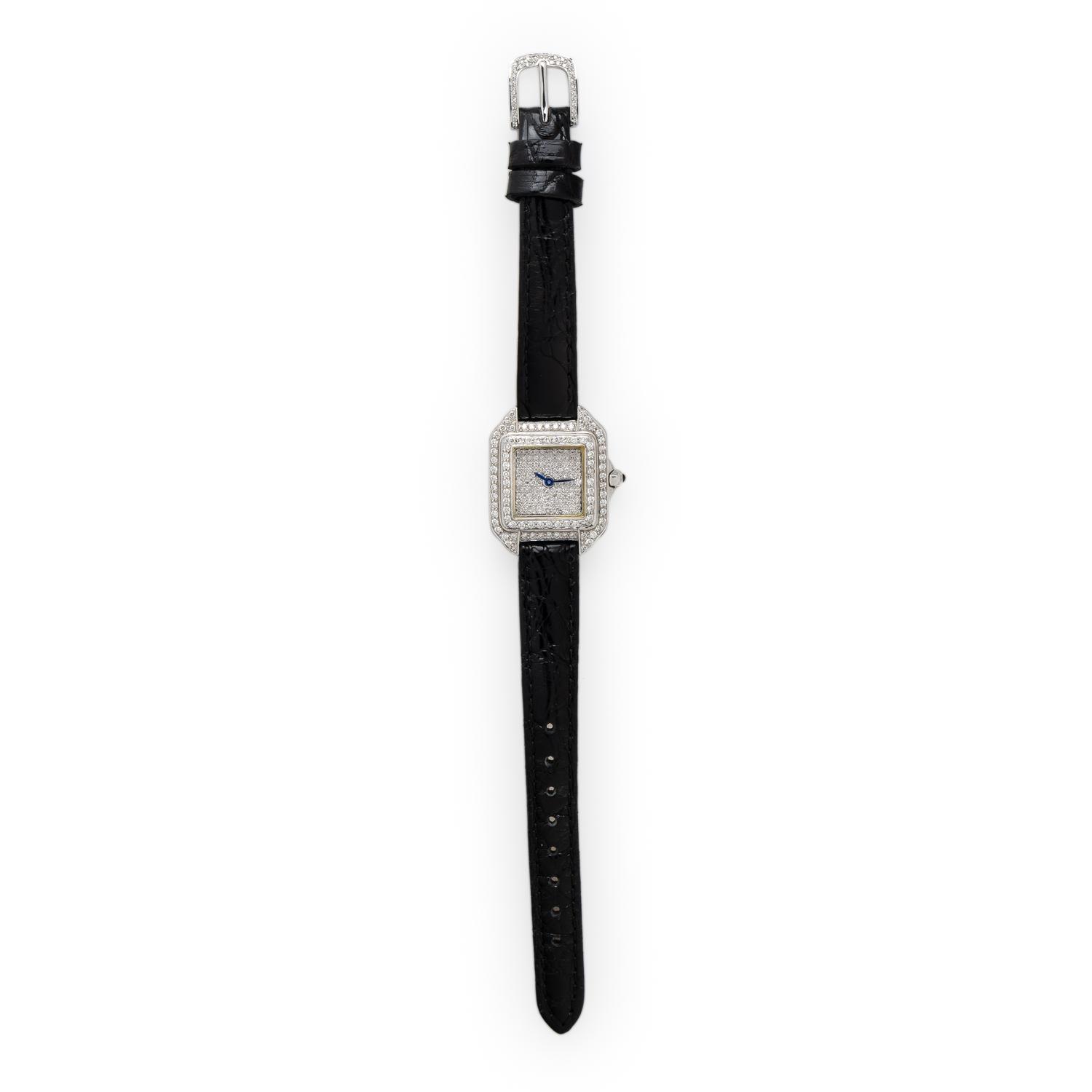 18K White Gold and Pavé Diamond Watch