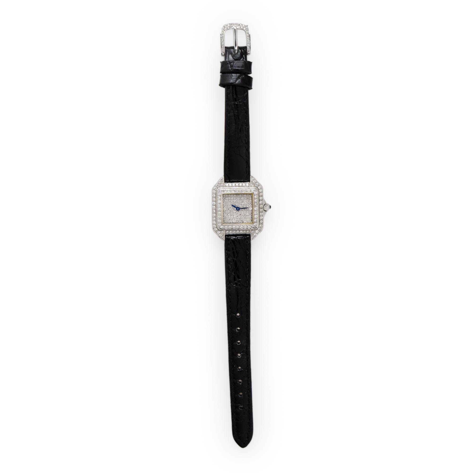 18K White Gold and Pavé Diamond Watch