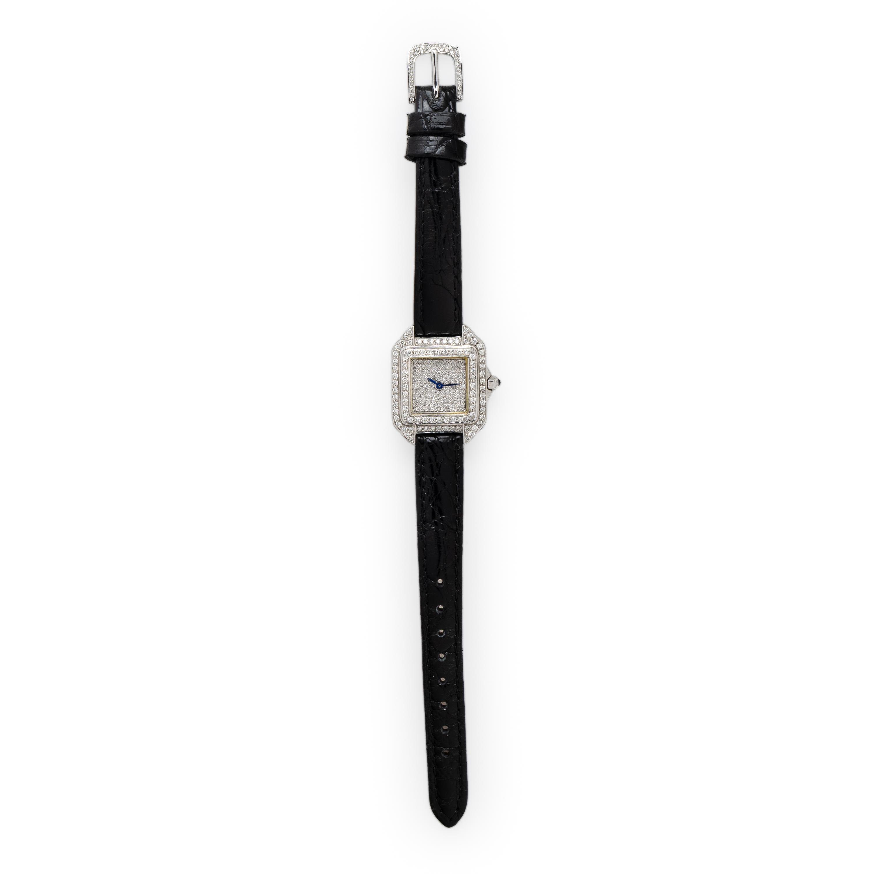 18K White Gold and Pavé Diamond Watch