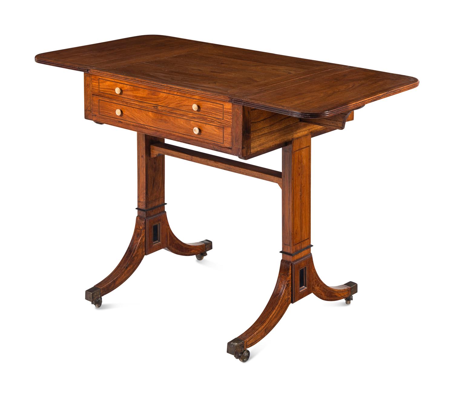 A George III Satinwood Drop-Leaf Game Table