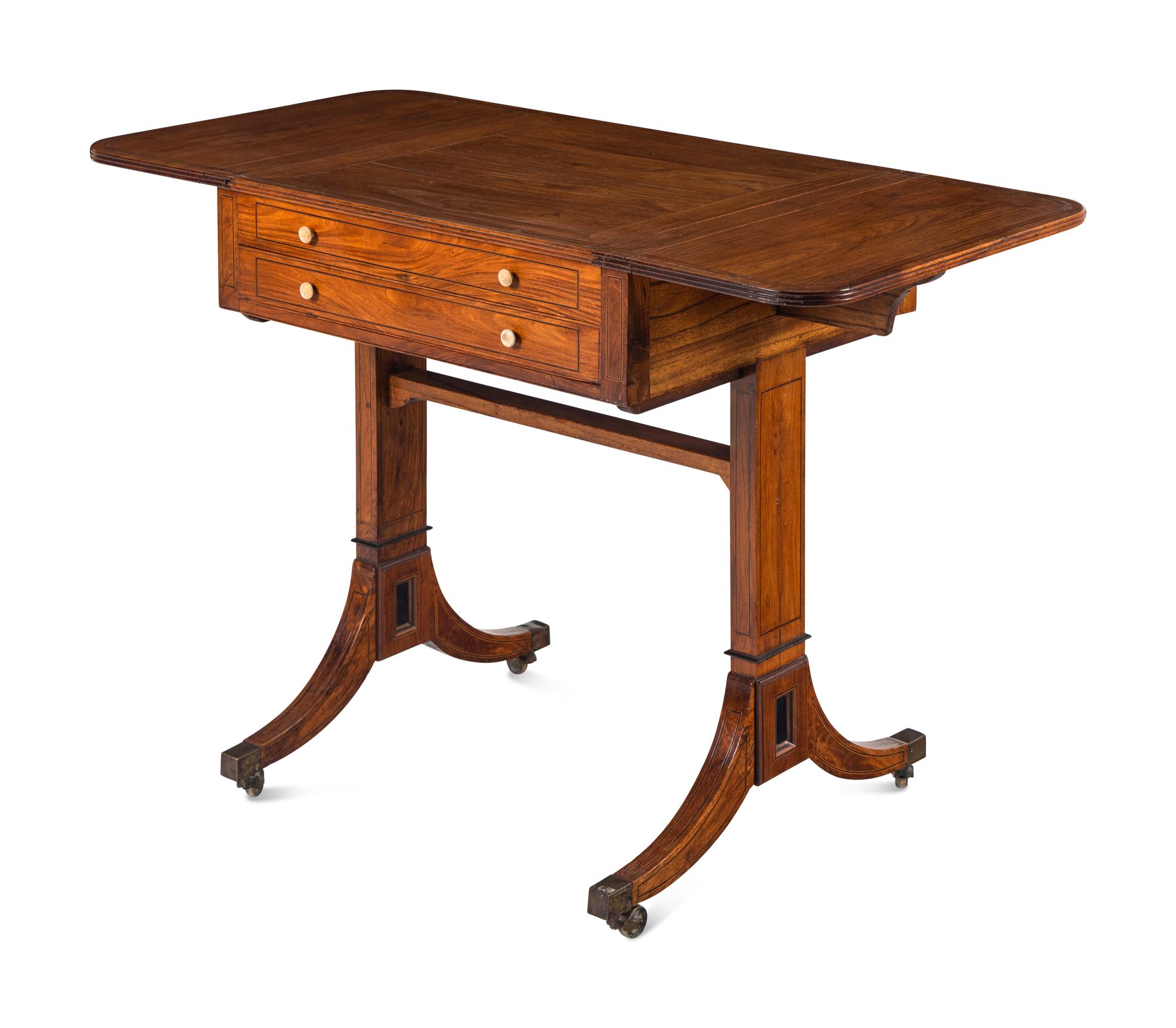 A George III Satinwood Drop-Leaf Game Table