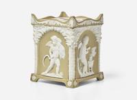 A Wedgwood Solid Green Jasperware Bough Pot, UK, early 19th century