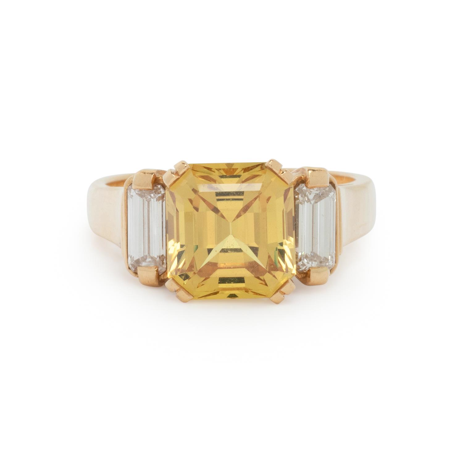 YELLOW SAPPHIRE AND DIAMOND RING