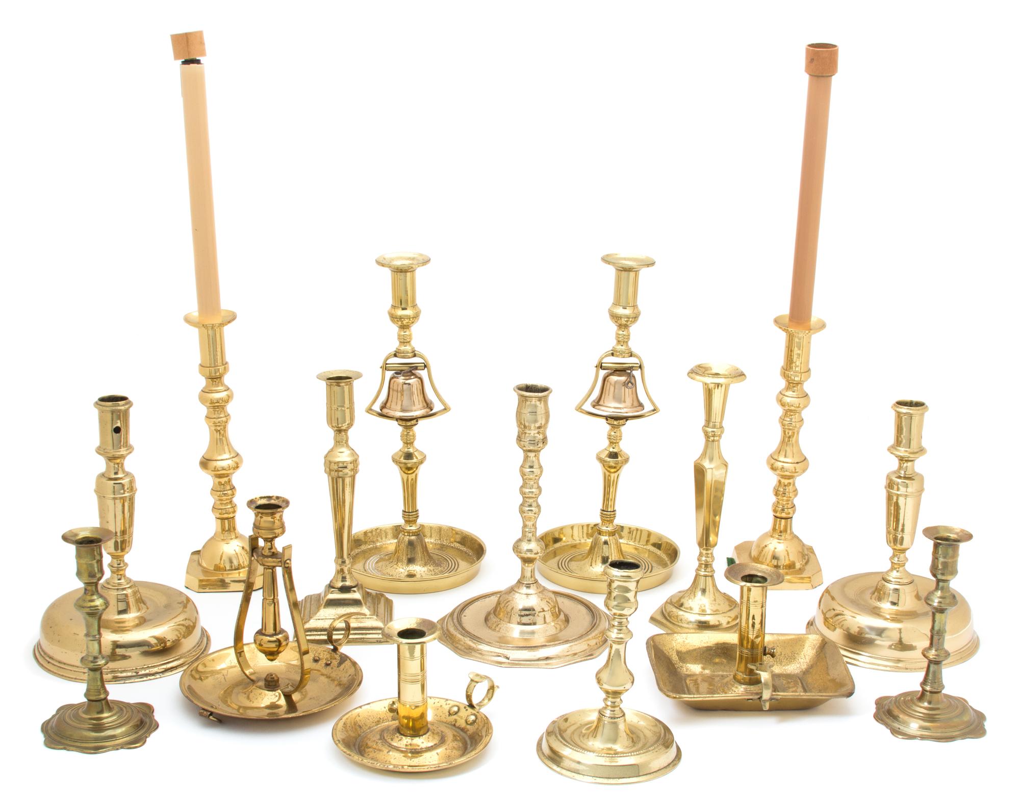 A Group of American Brassware Candlesticks Height of largest 20 inches. — 18TH/19TH CENTURY