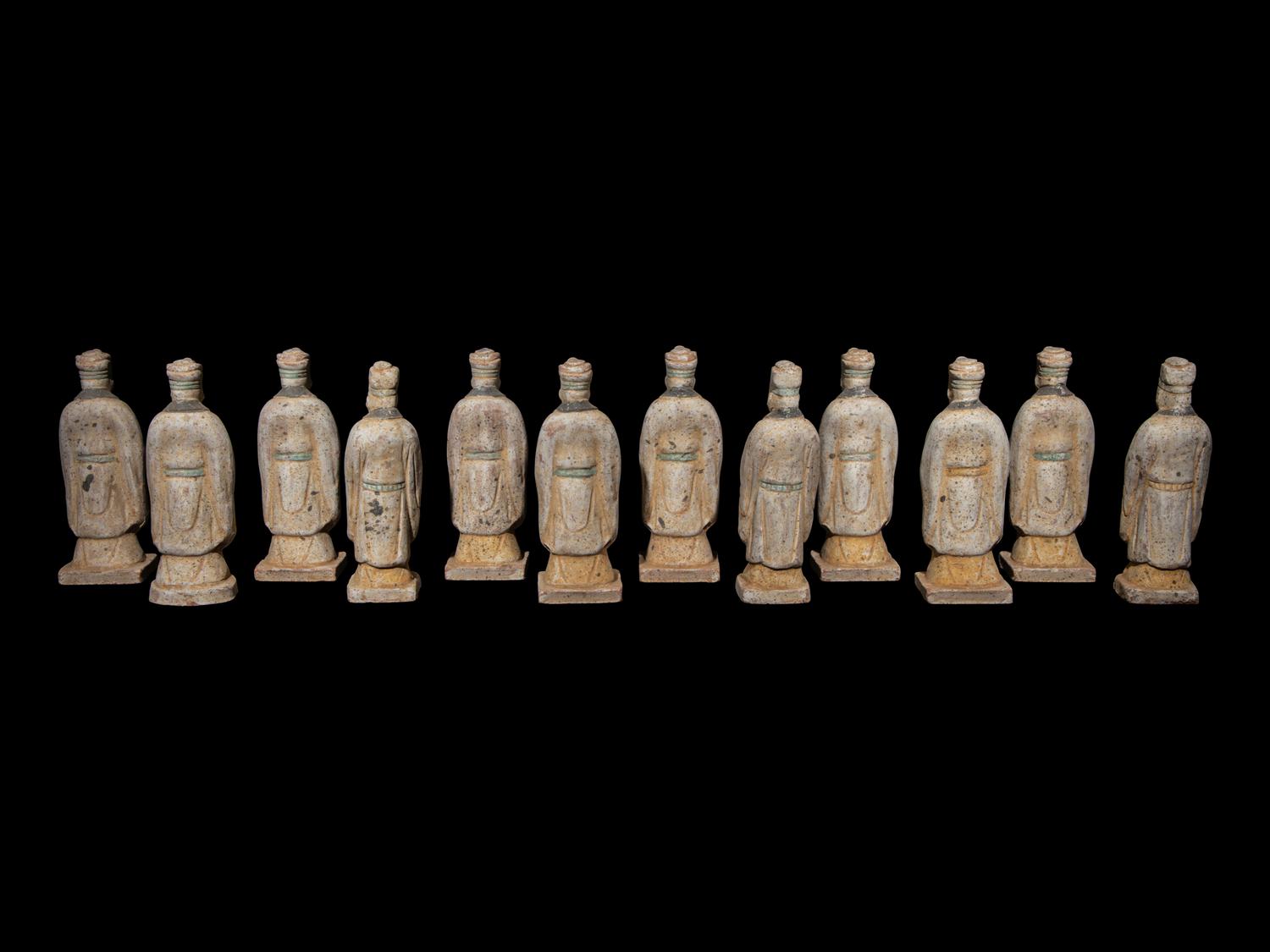A Set of Twelve Chinese Pottery 'Zodiac' Figures, Ming Dynasty 明 陶加彩十二生肖俑一組