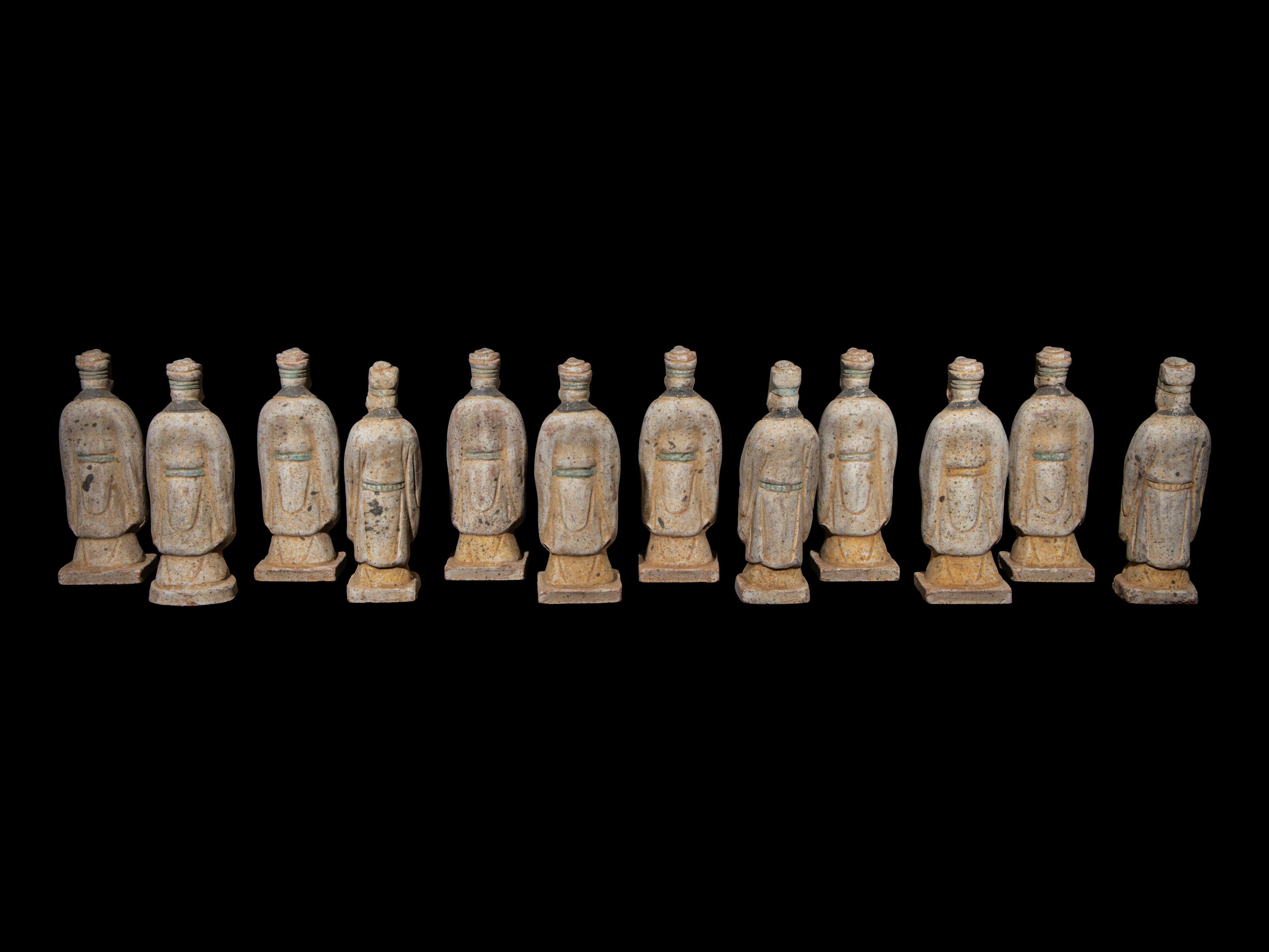 A Set of Twelve Chinese Pottery 'Zodiac' Figures, Ming Dynasty 明 陶加彩十二生肖俑一組