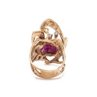 YELLOW GOLD, ROUGH CRYSTAL AND DIAMOND RING