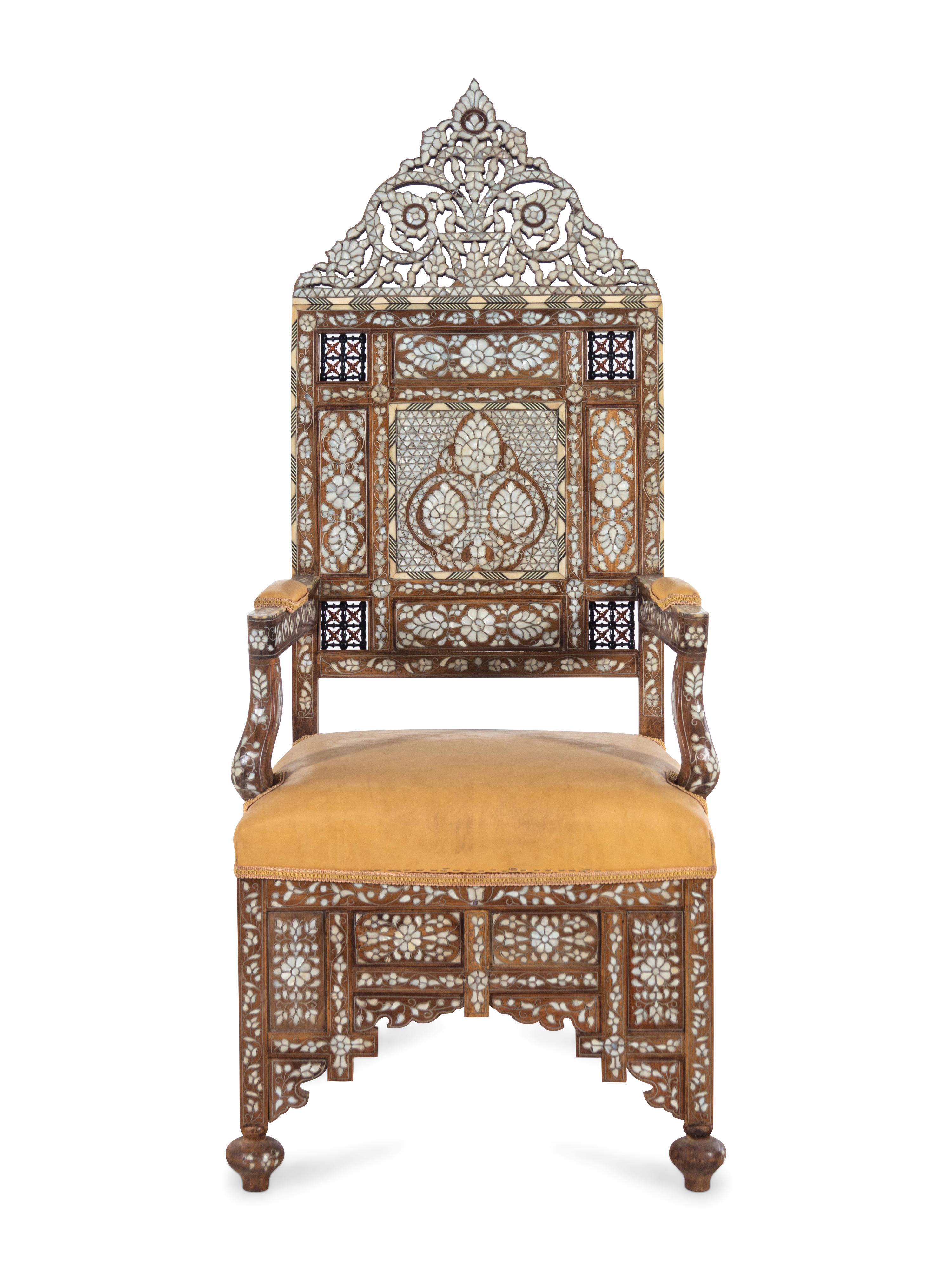 A Syrian Mother of Pearl Inlaid Armchair