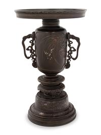 A Japanese Mixed Metals Inlaid Bronze Urn