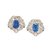 WHITE GOLD, SAPPHIRE, AND DIAMOND EARRINGS