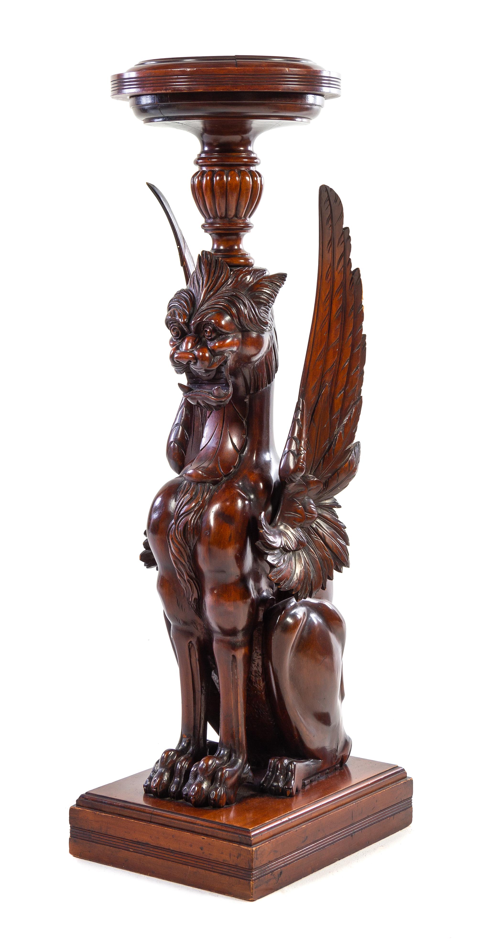 An American Mahogany Figural Pedestal Height 46 1/2 inches. — 20TH CENTURY