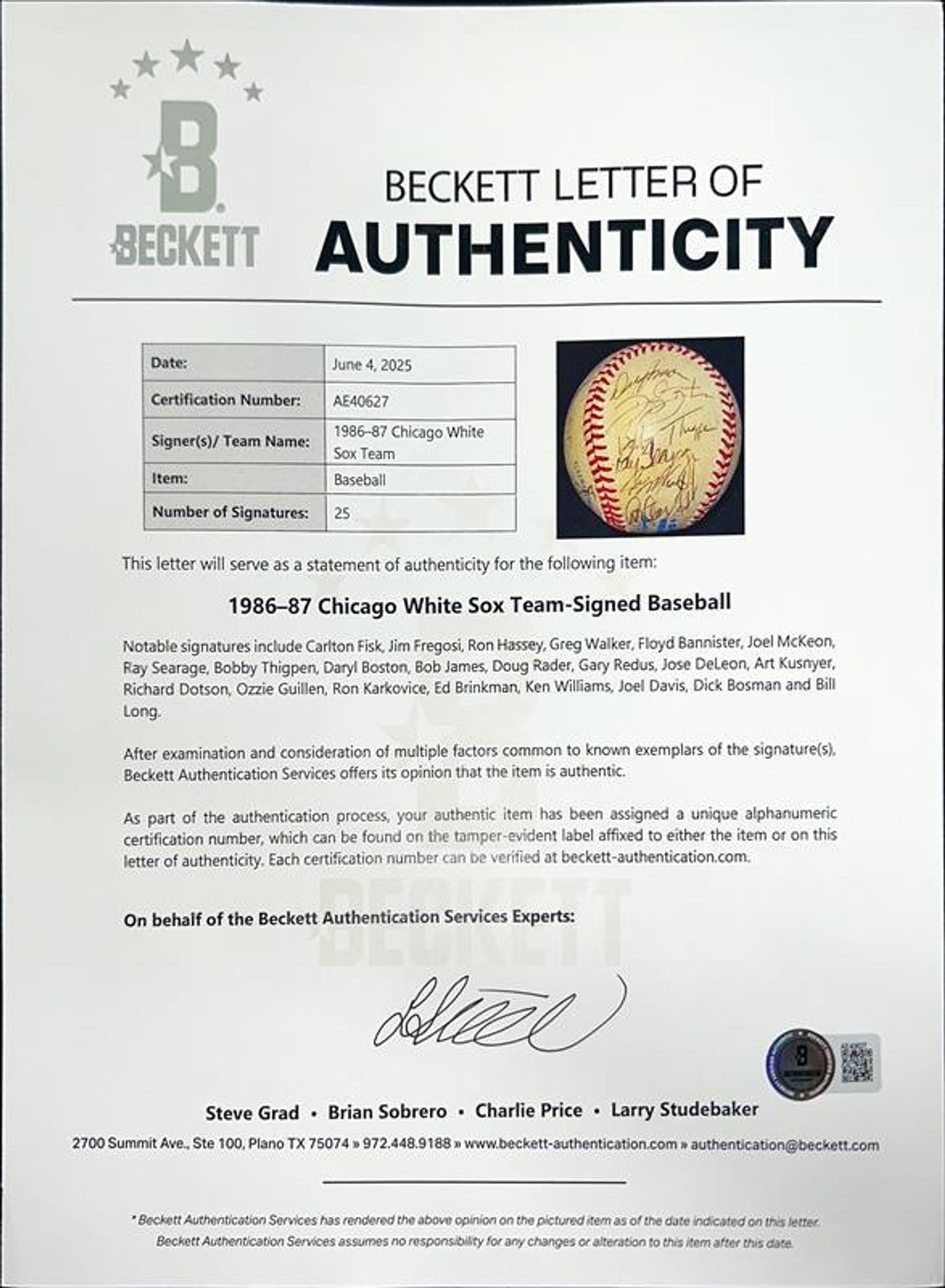 A Large Collection of Chicago White Sox Signed Autograph Items (Beckett Authentication Services)