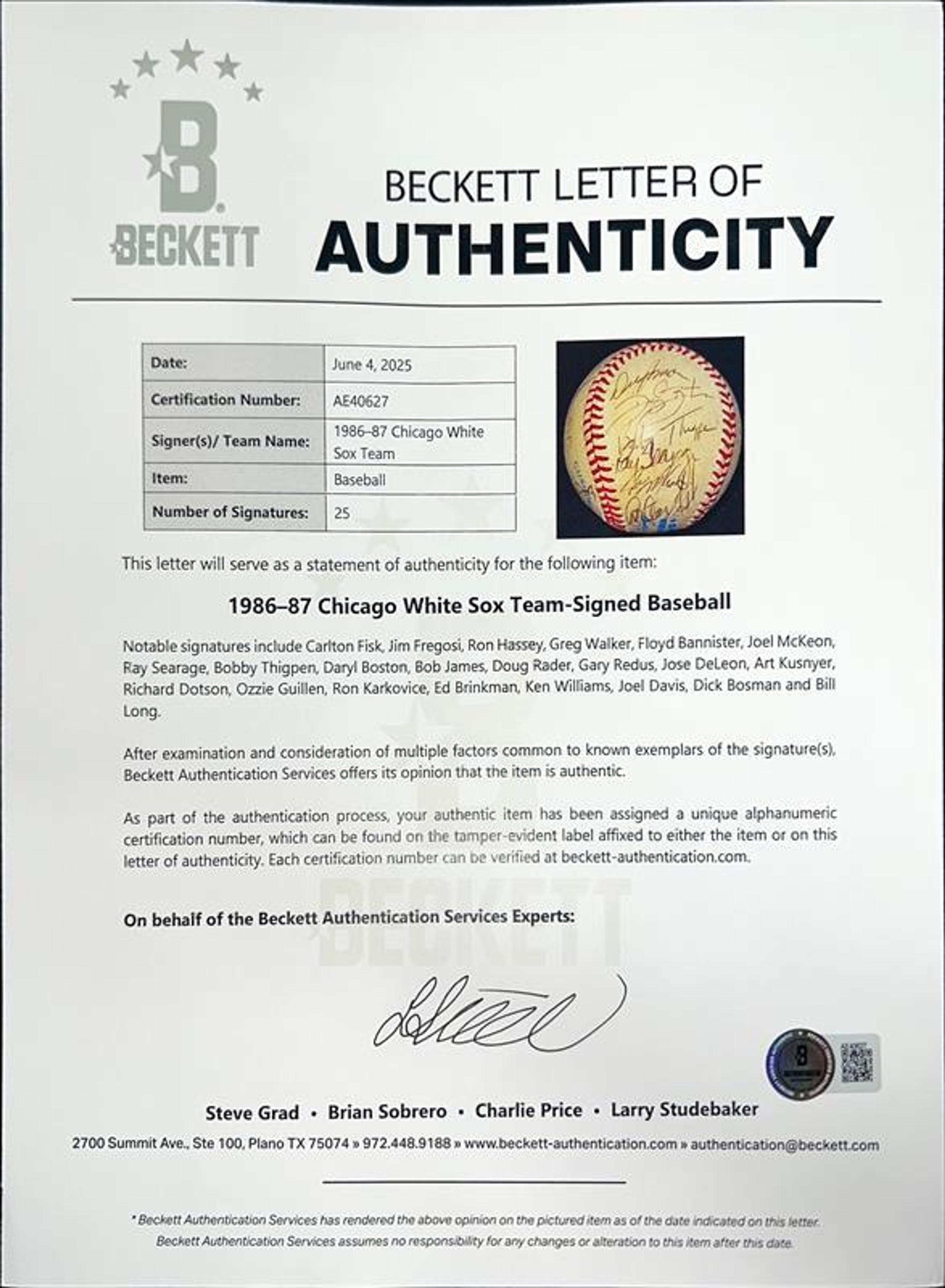 A Large Collection of Chicago White Sox Signed Autograph Items (Beckett Authentication Services)