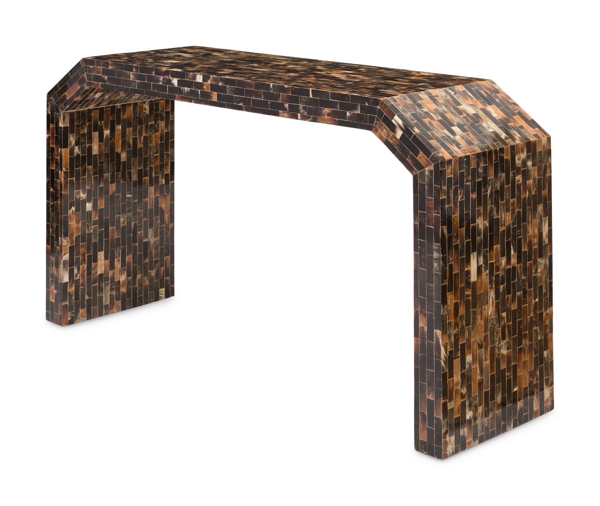 A Tessellated Horn Waterfall Console Table