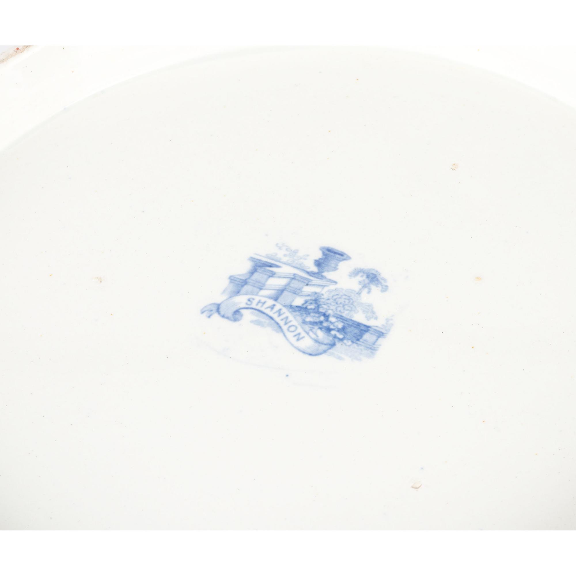 A Staffordshire Blue and White Transferware Wash Basin and Ewer