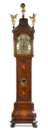 A Dutch Marquetry Burl Walnut Tall Case Clock Height overall 116 1/2 inches. — J.P. KROESE, AMSTERDAM, MID-18TH CENTURY