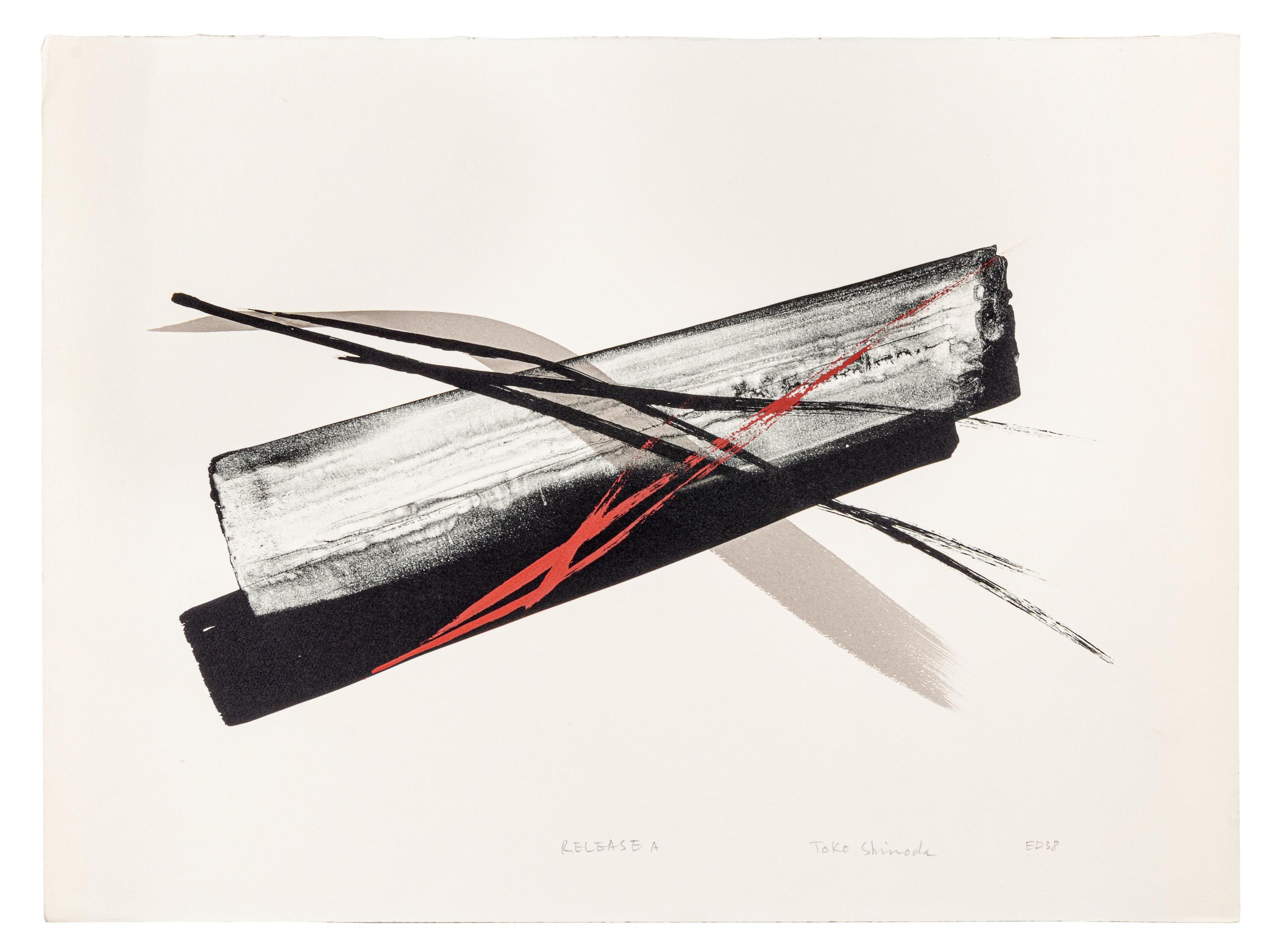 A group of three prints ( Encounter A, For Thee L, and Release A )