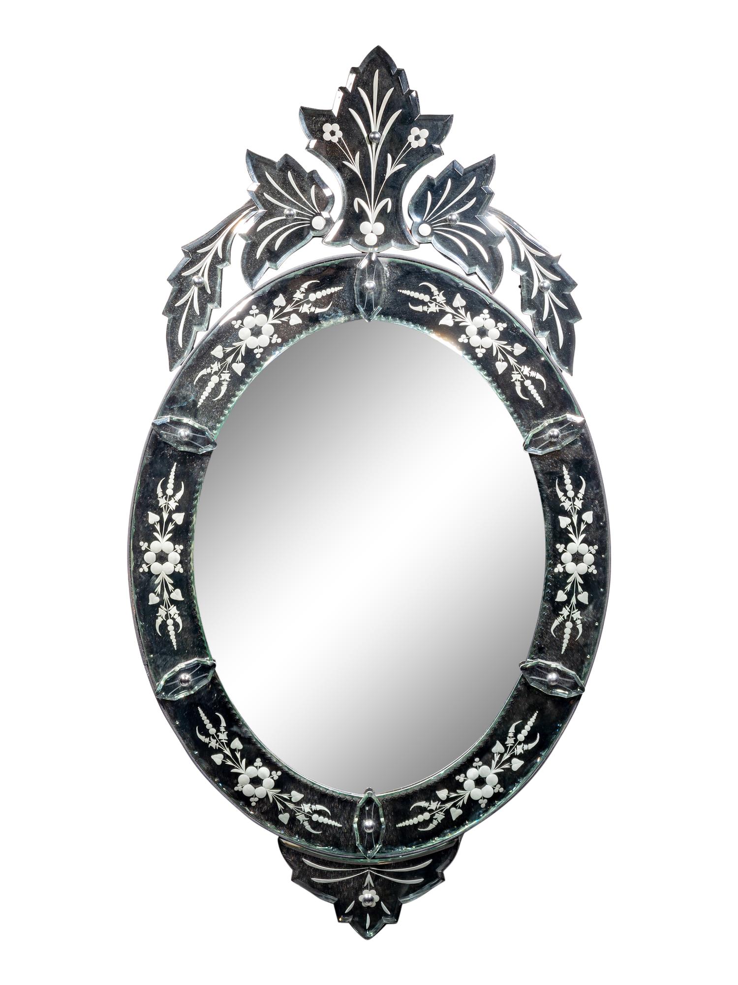 A Venetian Etched Glass Mirror