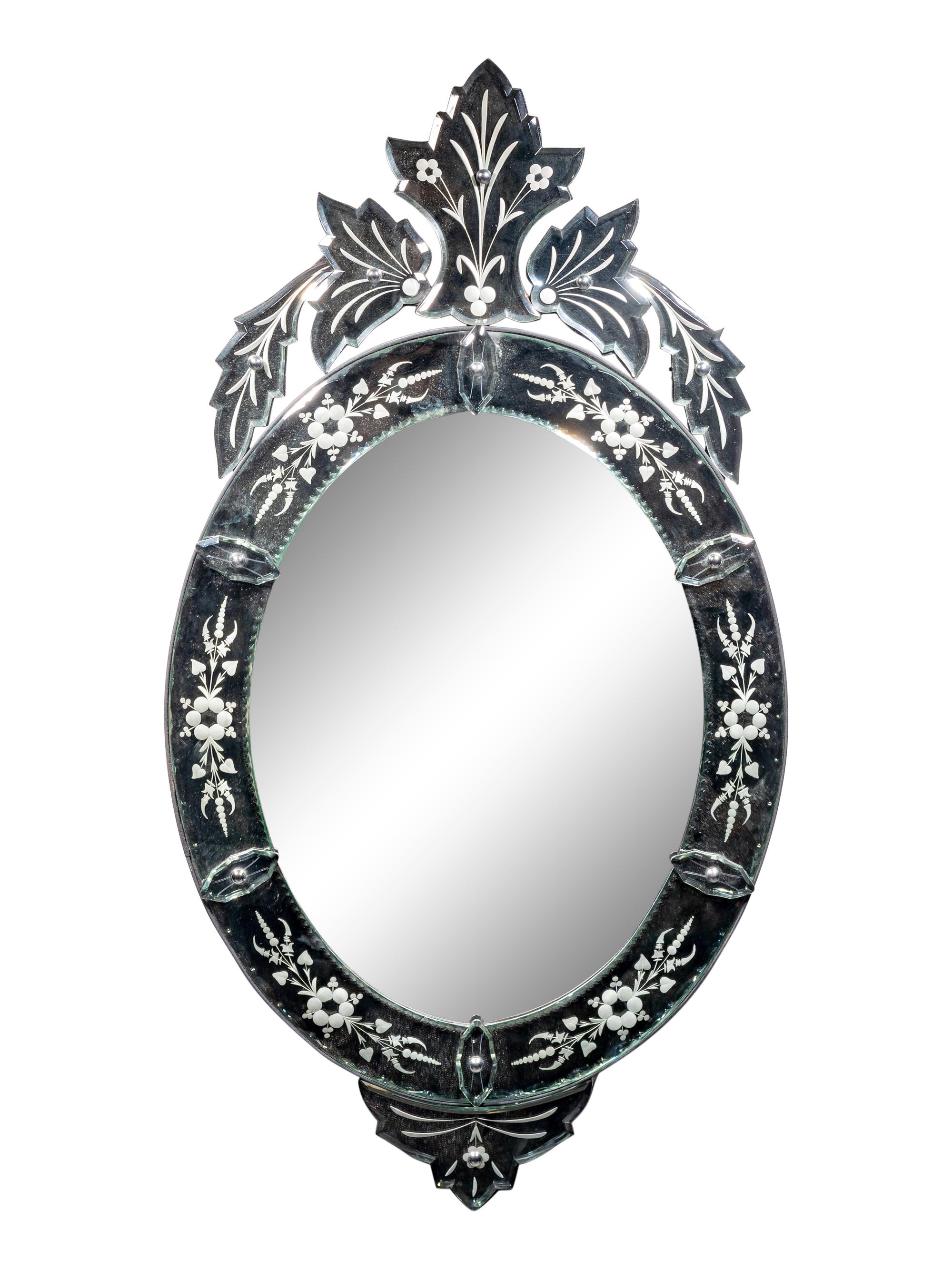 A Venetian Etched Glass Mirror