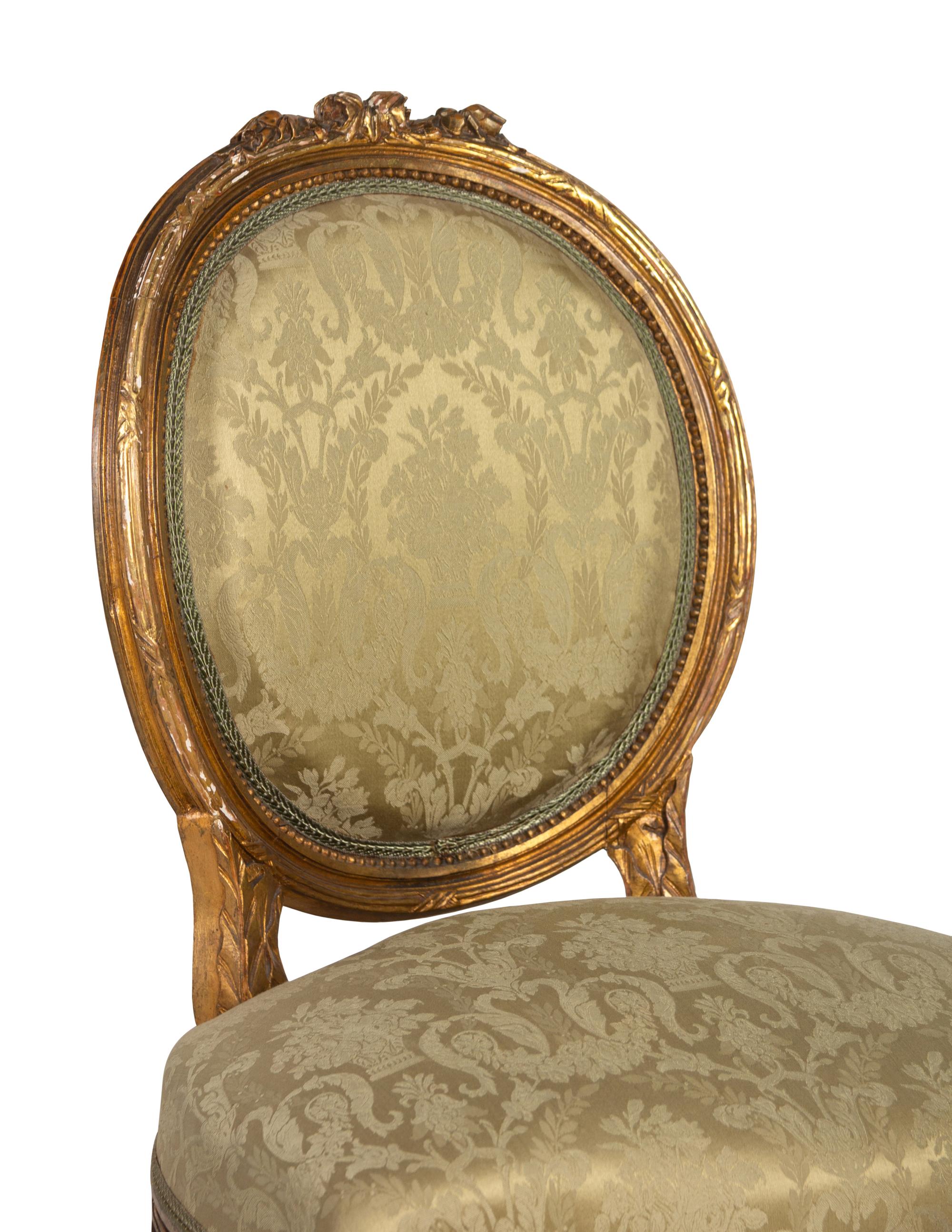A Pair of Louis XVI Style Giltwood Side Chairs