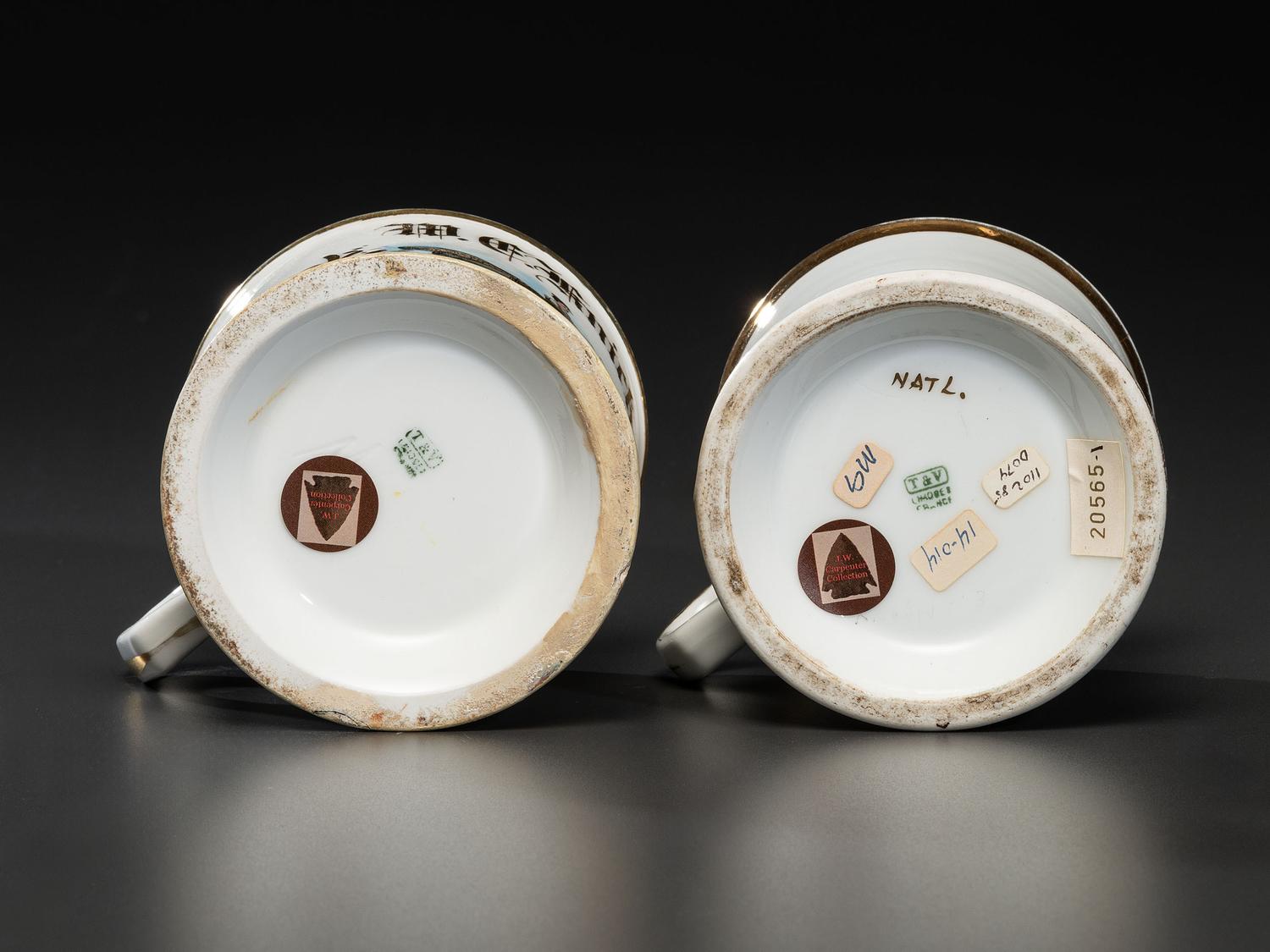 Two Automobile Porcelain Shaving Mugs