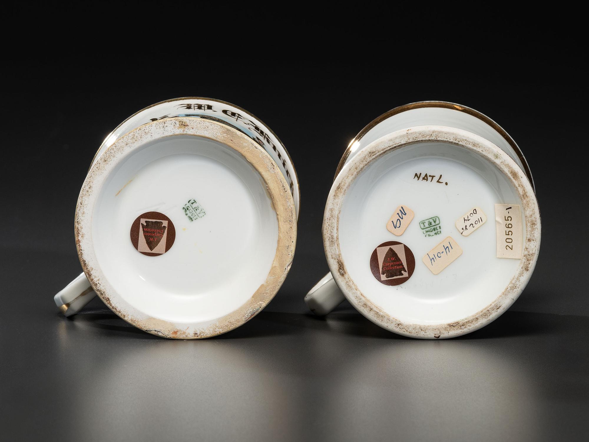 Two Automobile Porcelain Shaving Mugs
