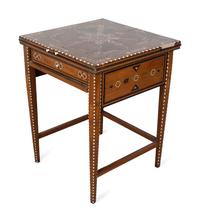 A Syrian Mother-of-Pearl, Bone and Fruitwood Parquetry Game Table/Desk — 20TH CENTURY