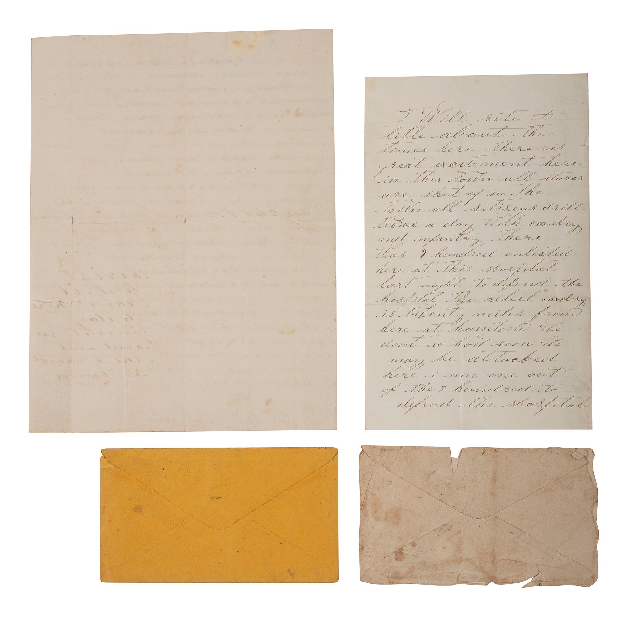 Private William Eldred, 5th Michigan Infantry Regiment. 2 autographed letters highlighted by description of a sexual encounter, 1862.
